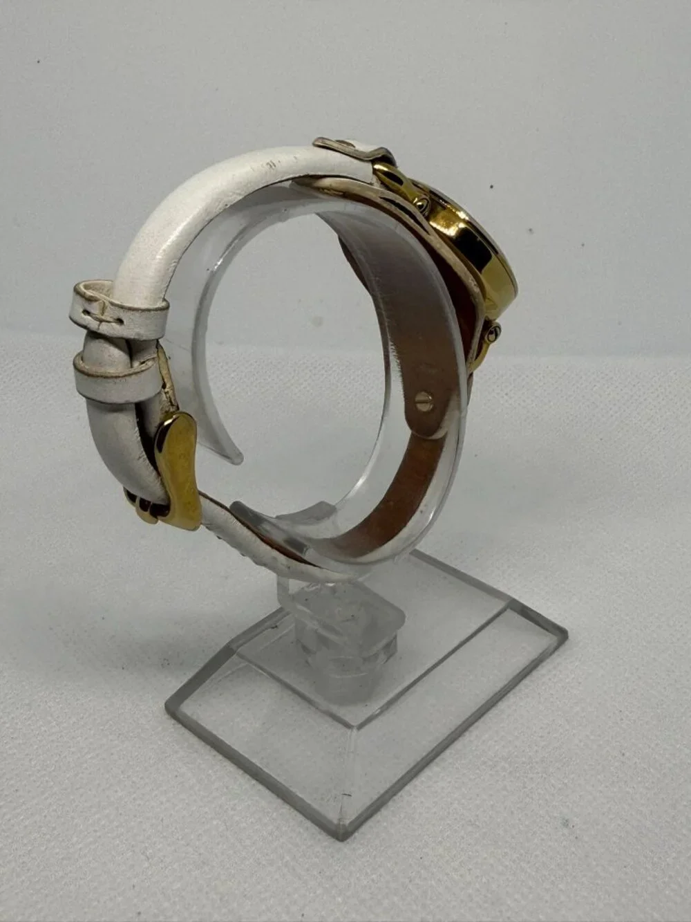 Fossil Georgia Women Gold-Tone Stainless Steel Watch White Leather Strap ES3266